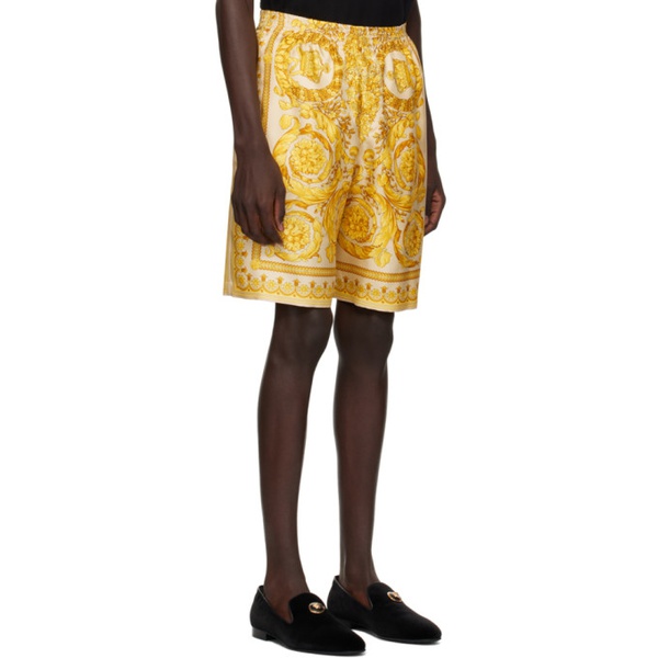 베르사체 베르사체 Versace Yellow Barocco Shorts 241404M193004