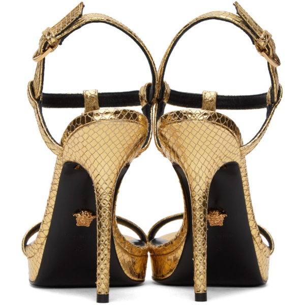 베르사체 베르사체 Versace Gold Medusa 95 Metallic Heeled Sandals 241404F125012