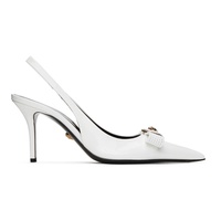 베르사체 Versace White Gianni Ribbon Mid Slingback Heels 241404F122008