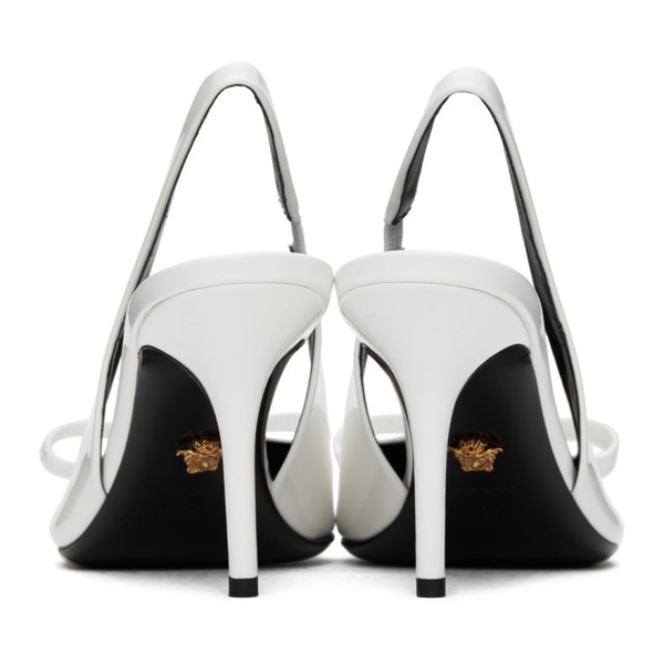 베르사체 베르사체 Versace White Gianni Ribbon Mid Slingback Heels 241404F122008