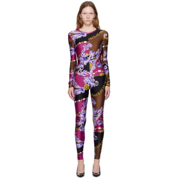 베르사체 베르사체 진 꾸뛰르 베르사체 Versace Jeans Couture Purple & Brown Chain Couture Jumpsuit 232202F070001