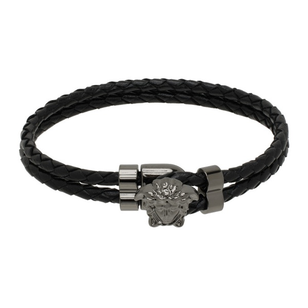 베르사체 베르사체 Versace Black Medusa Leather Bracelet 241404M142001