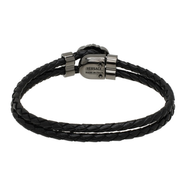 베르사체 베르사체 Versace Black Medusa Leather Bracelet 241404M142001