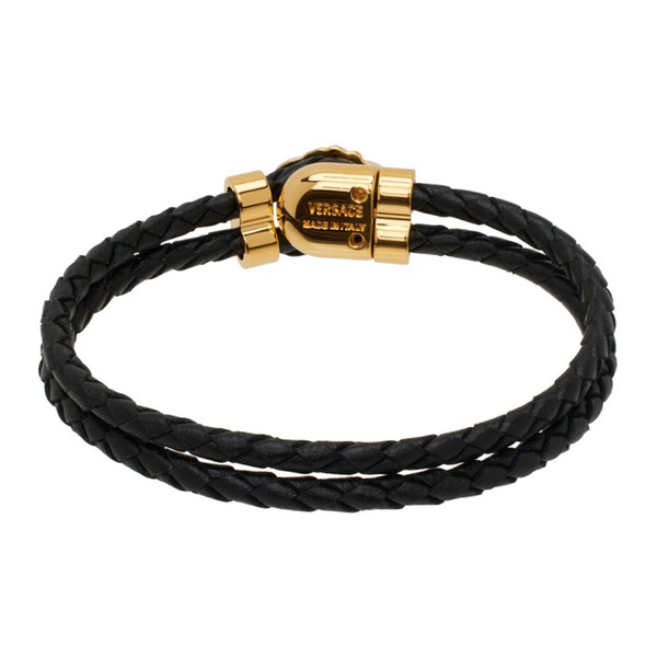 베르사체 베르사체 Versace Black Medusa Leather Bracelet 241404M142002