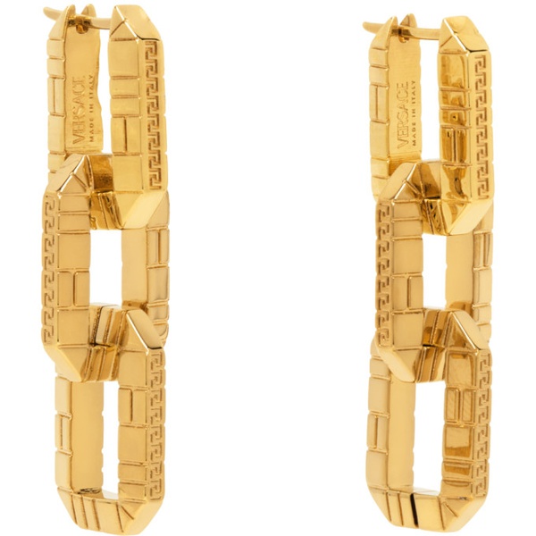베르사체 베르사체 Versace Gold Greca Quilting Drop Earrings 241404F022009