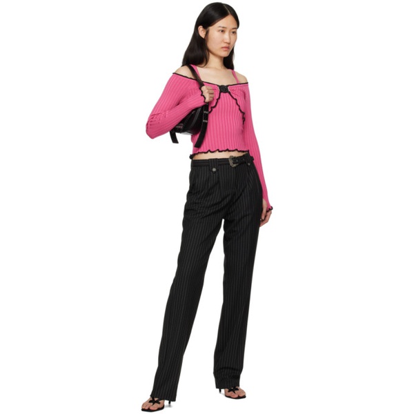 베르사체 베르사체 진 꾸뛰르 베르사체 Versace Jeans Couture Pink V-Emblem Sweater 241202F096000