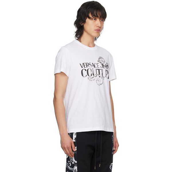 베르사체 베르사체 진 꾸뛰르 베르사체 Versace Jeans Couture White Watercolor Couture T-Shirt 241202M213023