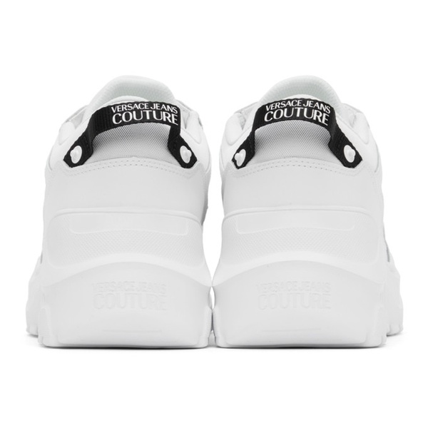 베르사체 베르사체 진 꾸뛰르 베르사체 Versace Jeans Couture White Speedtrack Logo Sneakers 241202M237020