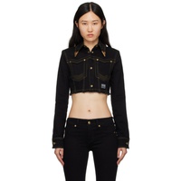 베르사체 진 꾸뛰르 베르사체 Versace Jeans Couture Black Crop Denim Jacket 241202F109003