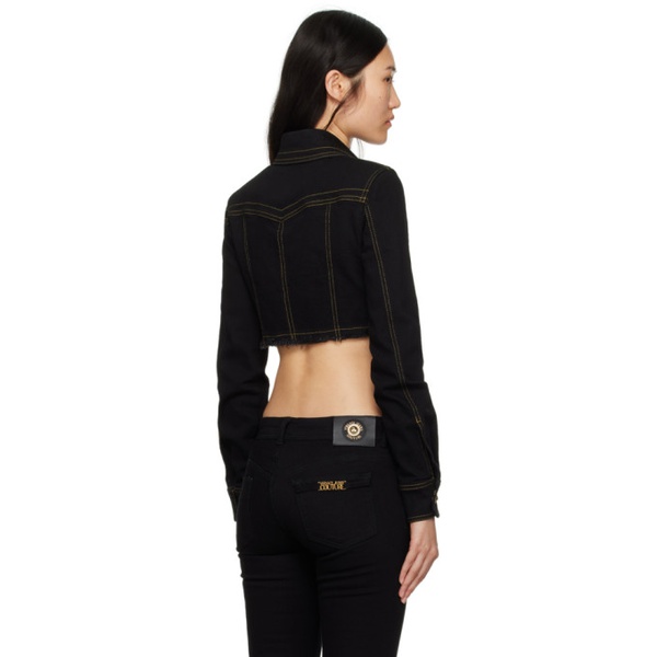 베르사체 베르사체 진 꾸뛰르 베르사체 Versace Jeans Couture Black Crop Denim Jacket 241202F109003