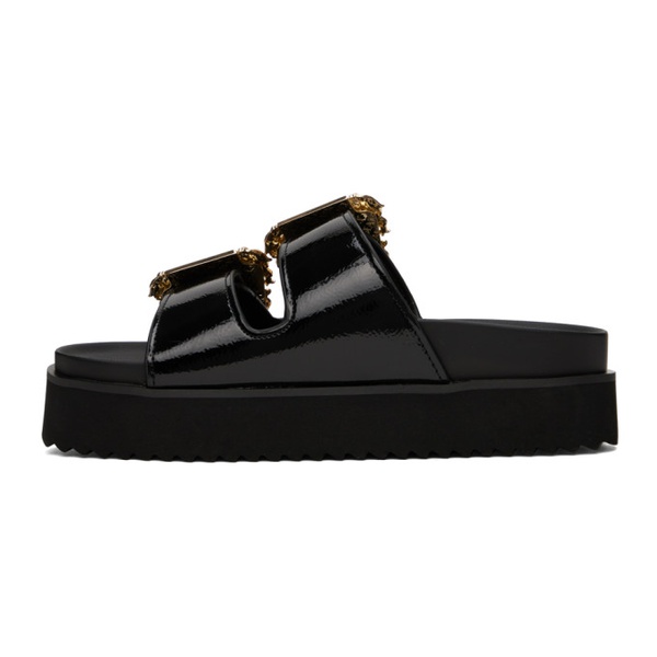 베르사체 베르사체 진 꾸뛰르 베르사체 Versace Jeans Couture Black Baroque Buckle Sandals 241202F124001