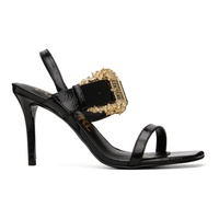 베르사체 진 꾸뛰르 베르사체 Versace Jeans Couture Black Baroque Emily Slingback Heeled Sandals 241202F125004
