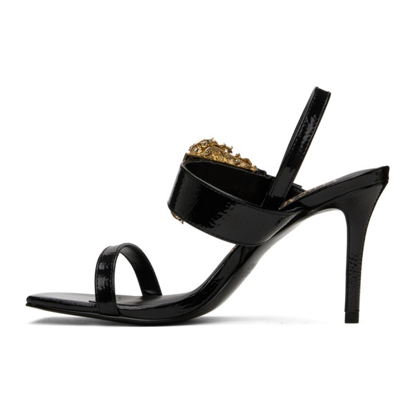 베르사체 베르사체 진 꾸뛰르 베르사체 Versace Jeans Couture Black Baroque Emily Slingback Heeled Sandals 241202F125004