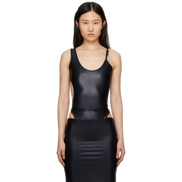 베르사체 베르사체 진 꾸뛰르 베르사체 Versace Jeans Couture Black Asymmetric Bodysuit 241202F358003