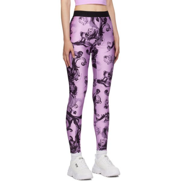 베르사체 베르사체 진 꾸뛰르 베르사체 Versace Jeans Couture Purple Printed Leggings 241202F085001