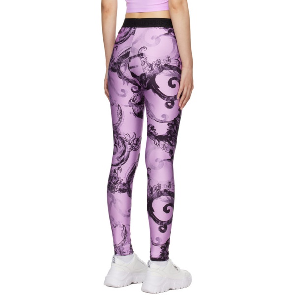 베르사체 베르사체 진 꾸뛰르 베르사체 Versace Jeans Couture Purple Printed Leggings 241202F085001