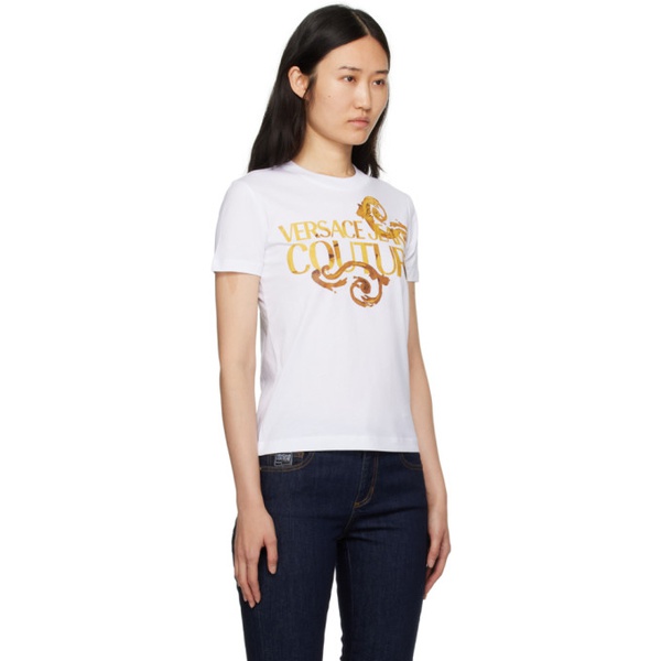 베르사체 베르사체 진 꾸뛰르 베르사체 Versace Jeans Couture White Printed T-Shirt 241202F110023