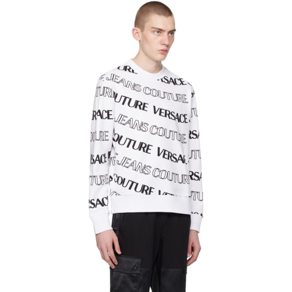 베르사체 베르사체 진 꾸뛰르 베르사체 Versace Jeans Couture White Logowave Sweatshirt 241202M204024