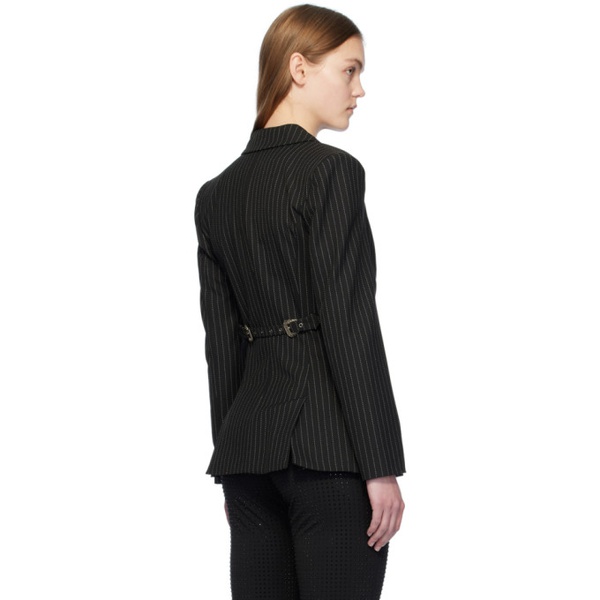 베르사체 베르사체 진 꾸뛰르 베르사체 Versace Jeans Couture Black Pinstripe Blazer 241202F057000