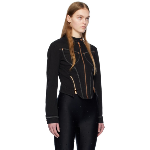 베르사체 베르사체 진 꾸뛰르 베르사체 Versace Jeans Couture Black Faded Denim Jacket 241202F060003