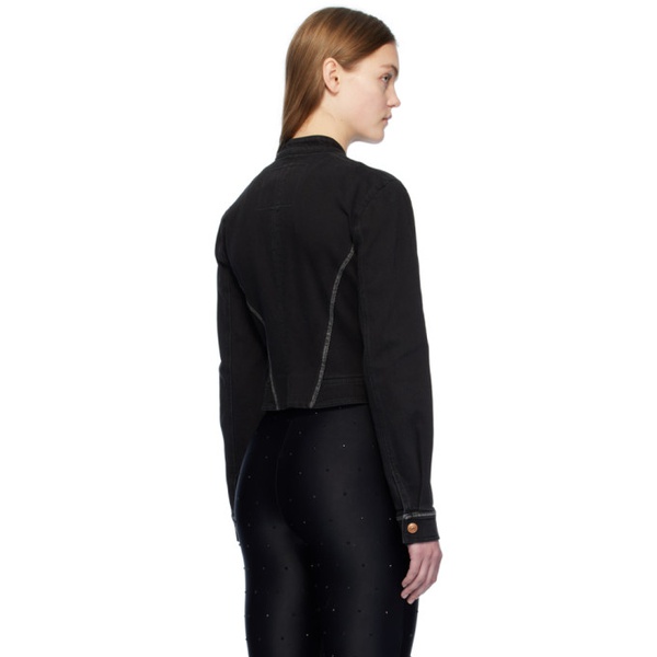 베르사체 베르사체 진 꾸뛰르 베르사체 Versace Jeans Couture Black Faded Denim Jacket 241202F060003