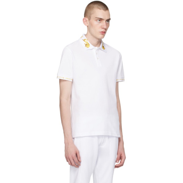 베르사체 베르사체 진 꾸뛰르 베르사체 Versace Jeans Couture White Print Polo 241202M212021