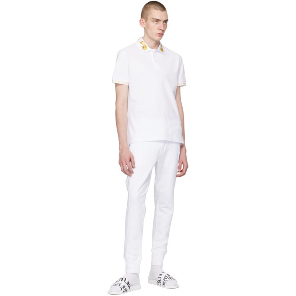 베르사체 베르사체 진 꾸뛰르 베르사체 Versace Jeans Couture White Print Polo 241202M212021