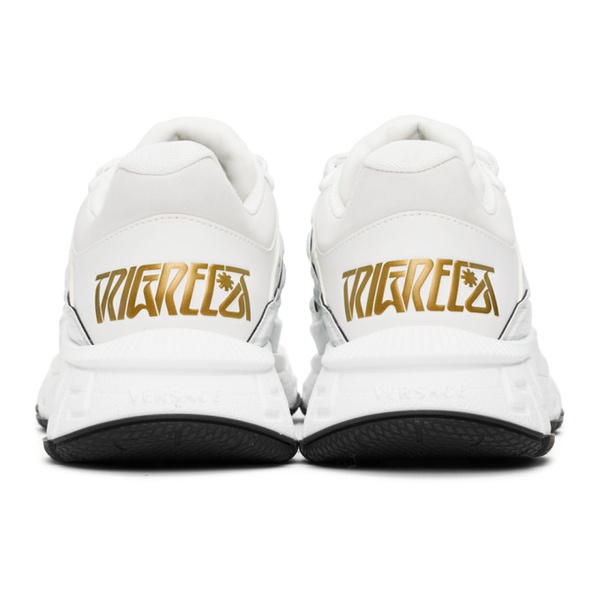 베르사체 베르사체 Versace White & Gold Trigreca Sneakers 222404M237037