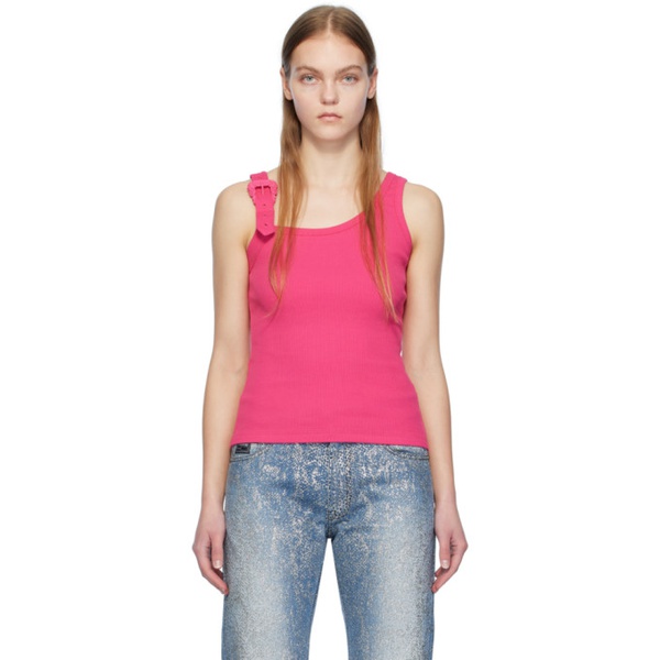 베르사체 베르사체 진 꾸뛰르 베르사체 Versace Jeans Couture Pink Ribbed Tank Top 241202F111021
