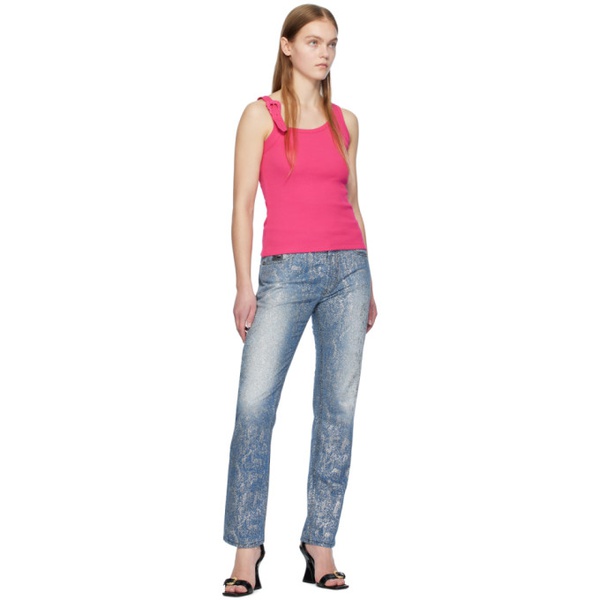 베르사체 베르사체 진 꾸뛰르 베르사체 Versace Jeans Couture Pink Ribbed Tank Top 241202F111021