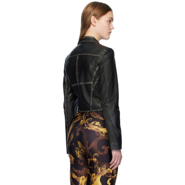 베르사체 베르사체 진 꾸뛰르 베르사체 Versace Jeans Couture Black Bleached Leather Jacket 241202F064000