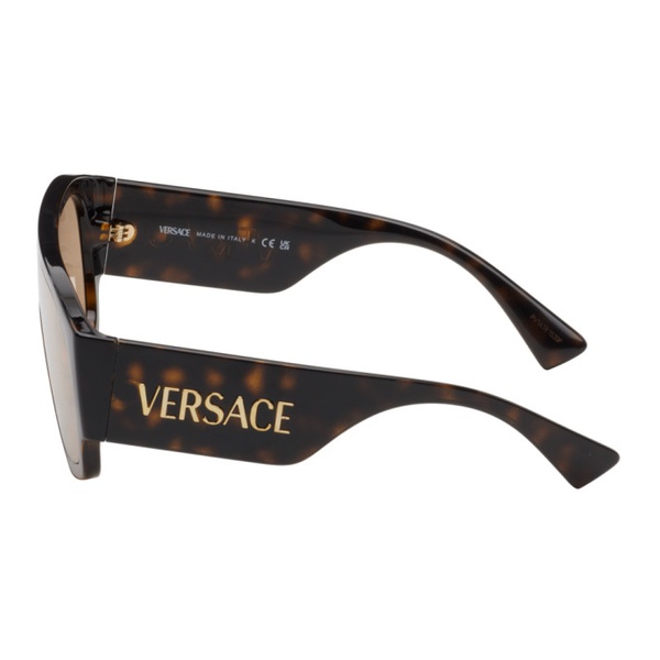 베르사체 베르사체 Versace Brown Logo Aviator Sunglasses 241404F005026