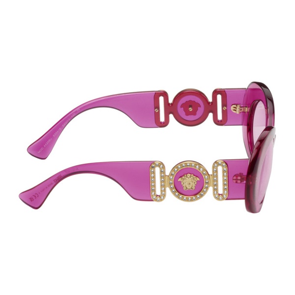 베르사체 베르사체 Versace Pink Medusa Biggie Oval Sunglasses 241404F005036
