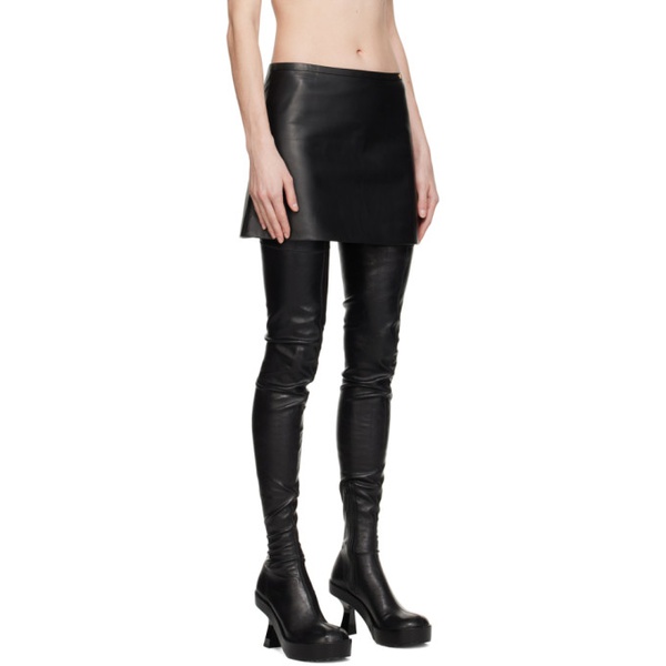 베르사체 베르사체 Versace Black Medusa Leather Miniskirt 231404F090007