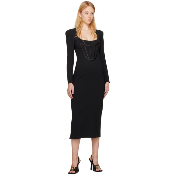 베르사체 베르사체 Versace Black Boning Midi Dress 222404F054010