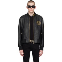 베르사체 진 꾸뛰르 베르사체 Versace Jeans Couture Black V-Emblem Leather Bomber Jacket 241202M181000