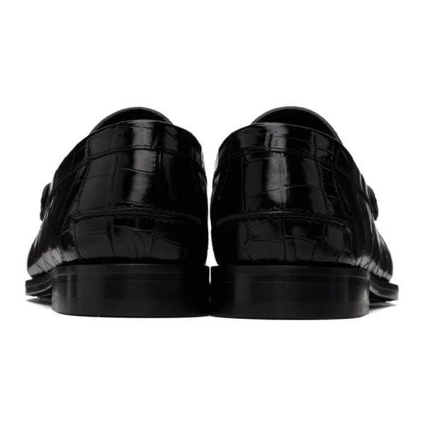 베르사체 베르사체 Versace Black Croc-Effect Medusa 95 Loafers 241404M231008
