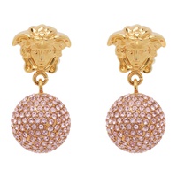 베르사체 Versace Gold & Pink Medusa Crystal Ball Earrings 241404F022018