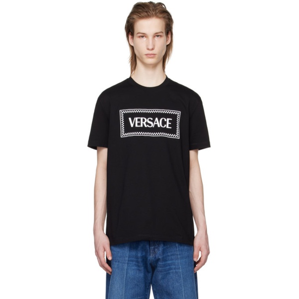 베르사체 베르사체 Versace Black Embroidered T-Shirt 241404M213023