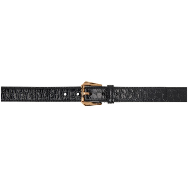 베르사체 베르사체 Versace Black Croc Effect Leather Belt 241404M131014