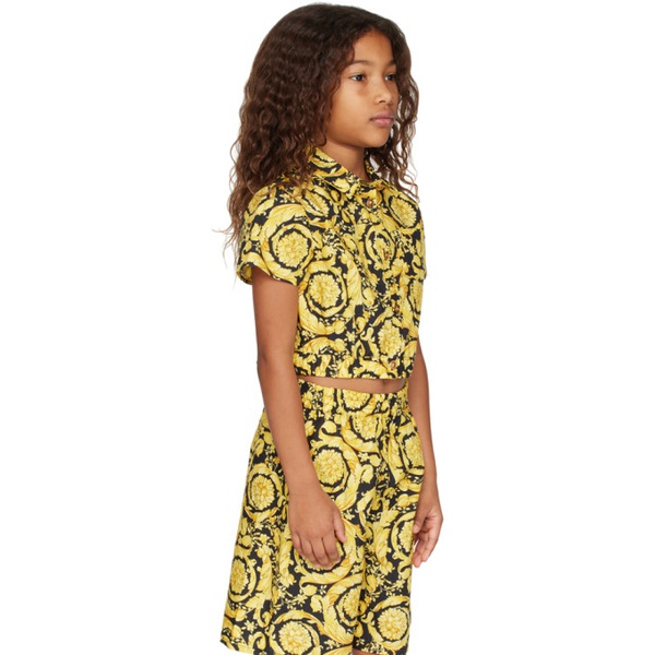 베르사체 베르사체 Versace Kids Gold & Black Barocco Shirt 241404M703010