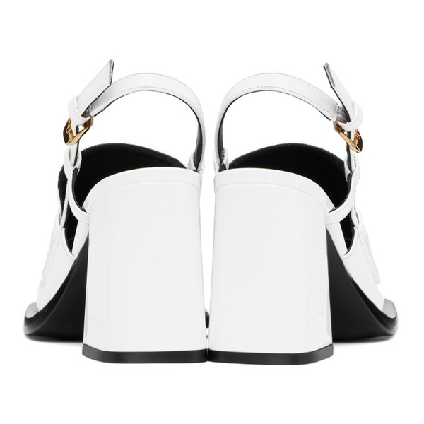 베르사체 베르사체 Versace White Alia Slingback Heels 241404F122004