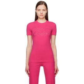 베르사체 진 꾸뛰르 베르사체 Versace Jeans Couture Pink Crystal-Cut T-Shirt 241202F110025