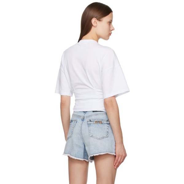 베르사체 베르사체 진 꾸뛰르 베르사체 Versace Jeans Couture White Lace-Up T-Shirt 241202F110006