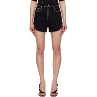 베르사체 진 꾸뛰르 베르사체 Versace Jeans Couture Black Baroque Buckle Denim Shorts 241202F088000