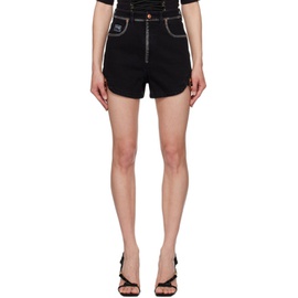베르사체 진 꾸뛰르 베르사체 Versace Jeans Couture Black Baroque Buckle Denim Shorts 241202F088000