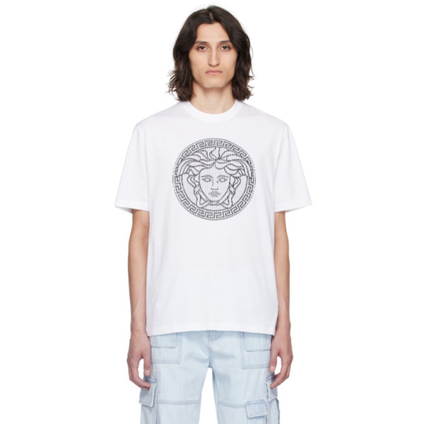 베르사체 베르사체 Versace White Medusa Sliced T-Shirt 241404M213029