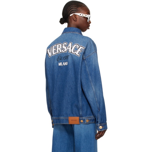 베르사체 베르사체 Versace Blue Patch Denim Jacket 241404F060001