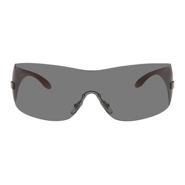 베르사체 베르사체 Versace Gunmetal Wraparound Sunglasses 241404M134036