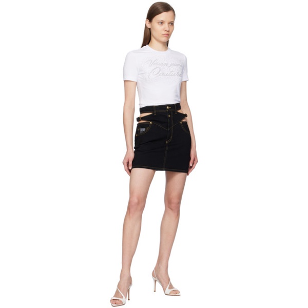 베르사체 베르사체 진 꾸뛰르 베르사체 Versace Jeans Couture Black Cutout Denim Miniskirt 241202F090008